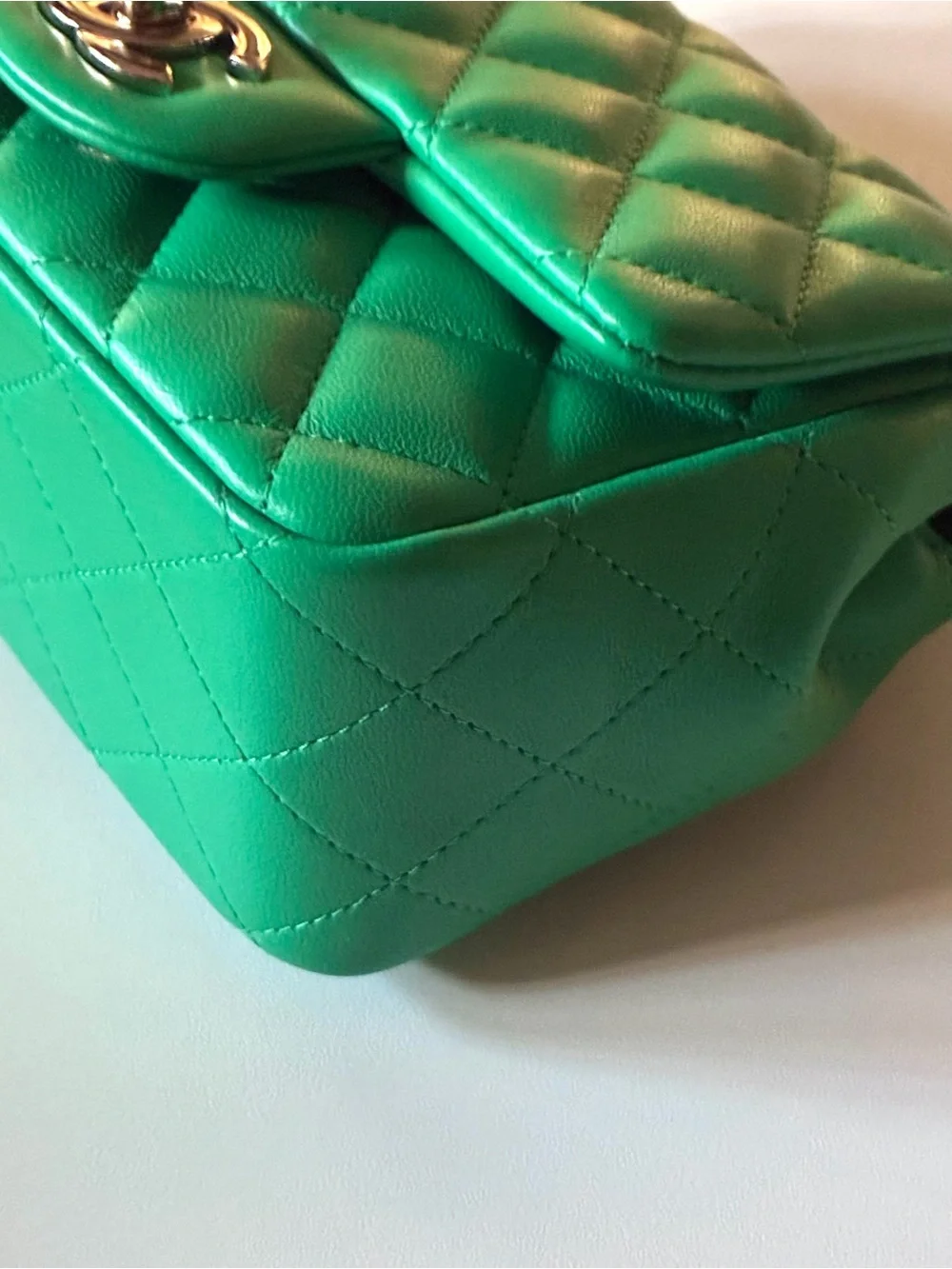 CHANEL Green Quilted Mini Flap Bag